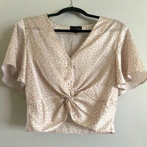 Satin animal print top